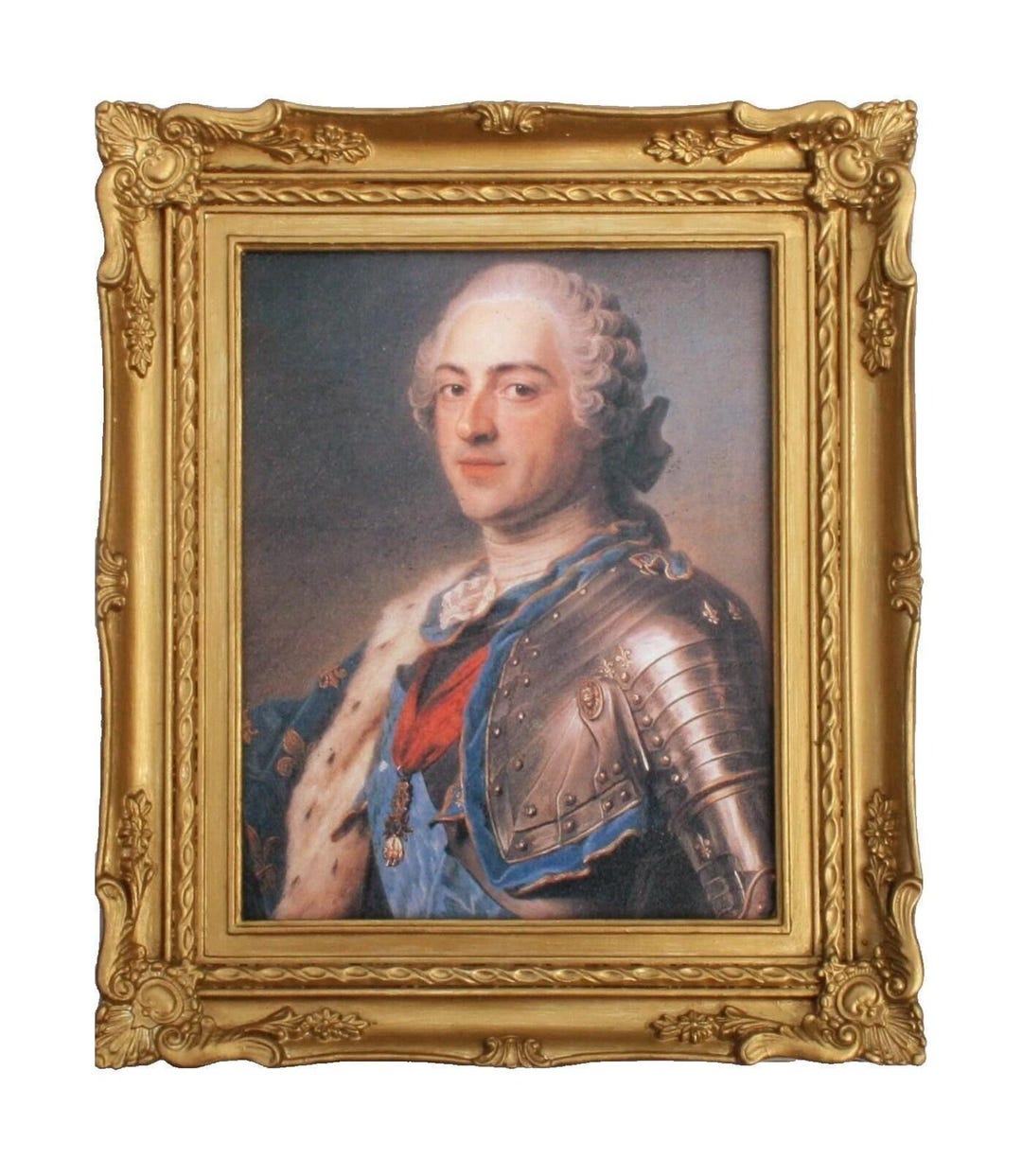 Louis XV of France Swept Framed Picture, Oleograph, Louis the