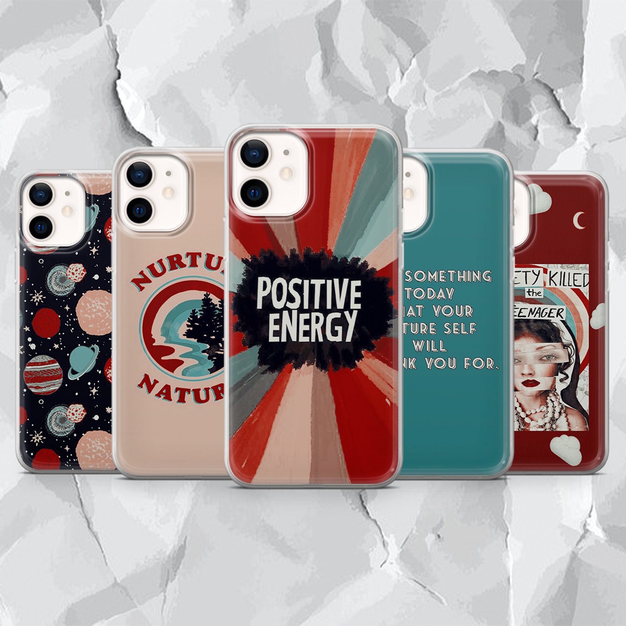 Modern Abstract Phone Case Line Art Retro Vintage Cover Etsy