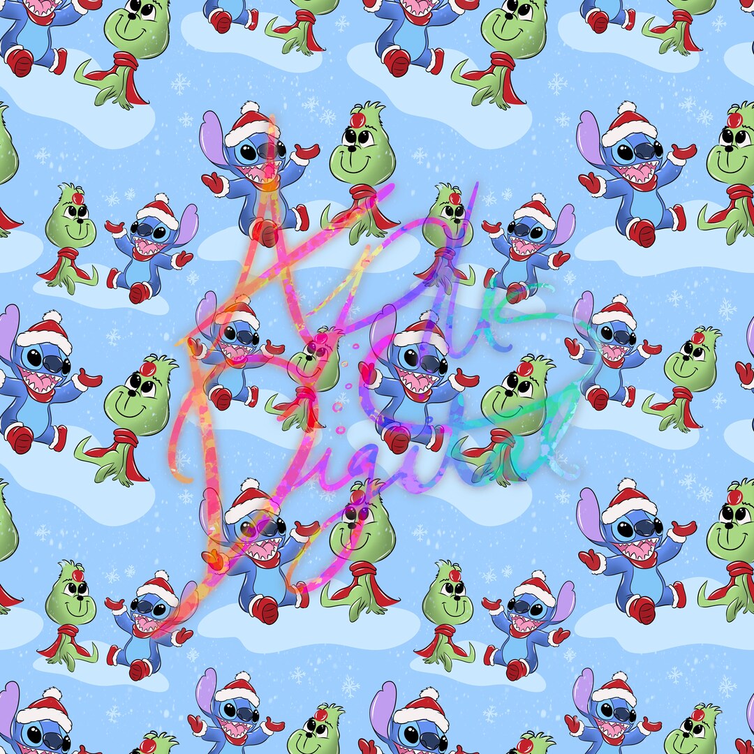 Stitch and Grinch Christmas Winter Crossover Digital Seamless Etsy