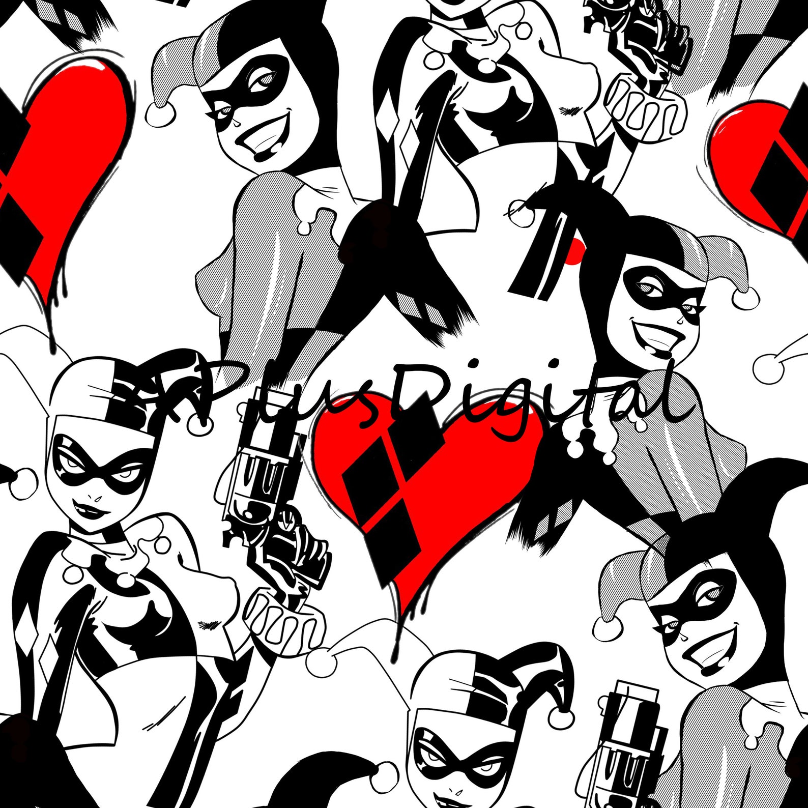 Harley Quinn digital seamless pattern jpg file Etsy