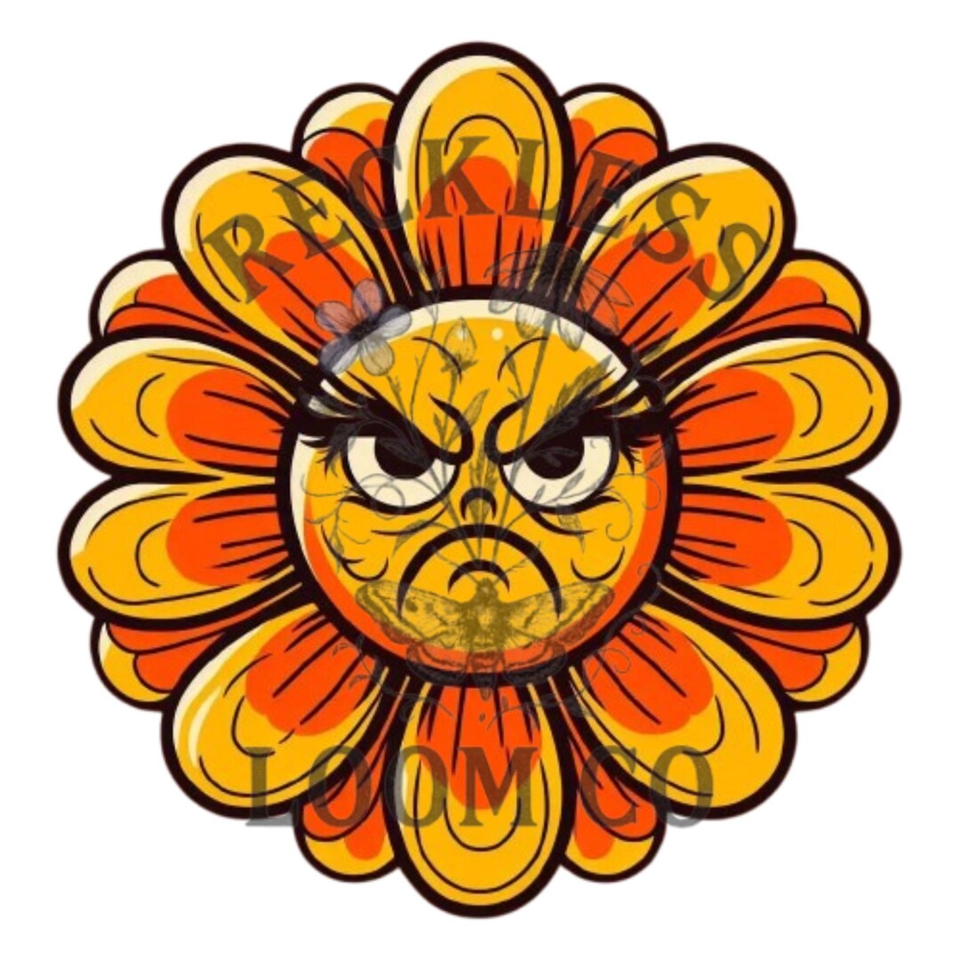 Angry Sun Kiss-cut Stickers | Funky Floral Decor, Laptop, Water Bottle ...