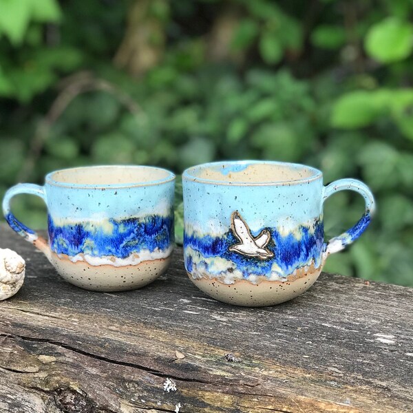 “Wave” ceramic cups, hand-made