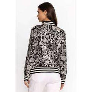 Johnny Was Workshop Luciana Black And white Celestial Bomber Jacket Size Medium 画像 9