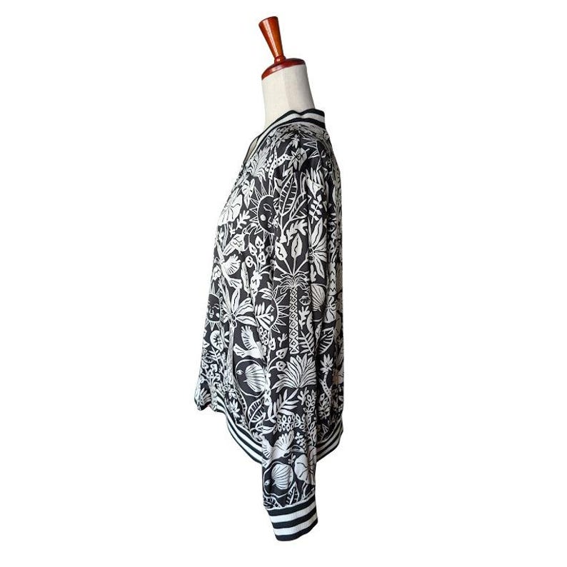 Johnny Was Workshop Luciana Black And white Celestial Bomber Jacket Size Medium 画像 4
