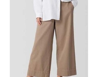 Eileen Fisher Tarragon Organic Cotton Cropped Wide Leg Pant 3X S2OKB-P4402M NEW