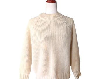 Peter Storm Mens Vintage Cream Ribbed Wool Sweater Made in Great Britain Size 6