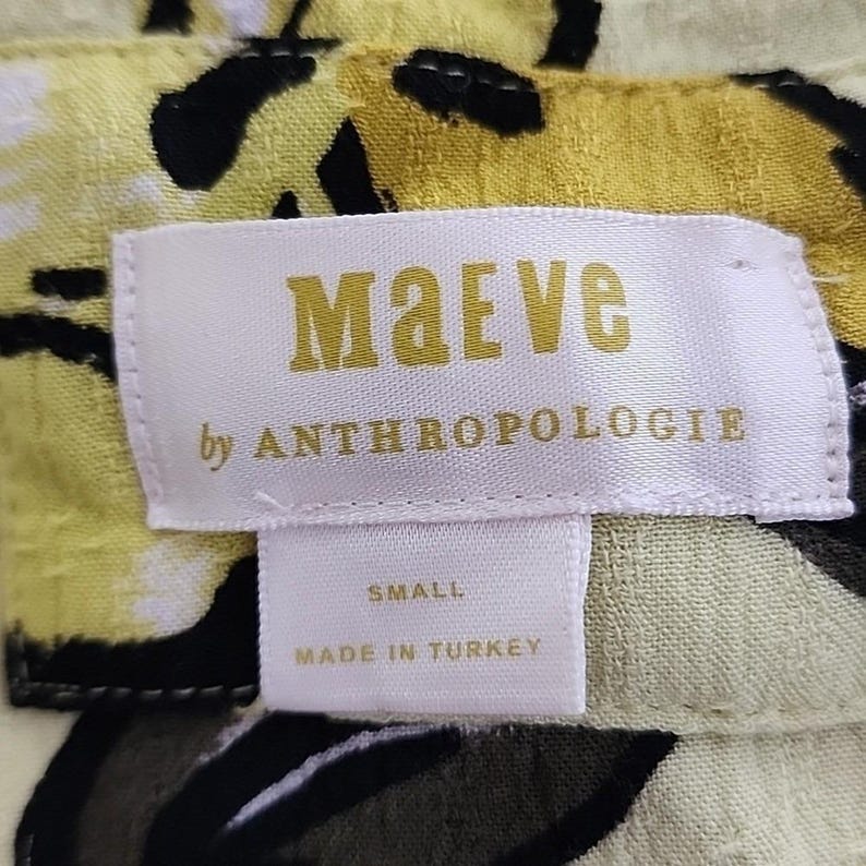 Maeve for Anthropologie Amber Yellow Floral Tiered Tunic Dress Sz Small zdjęcie 8
