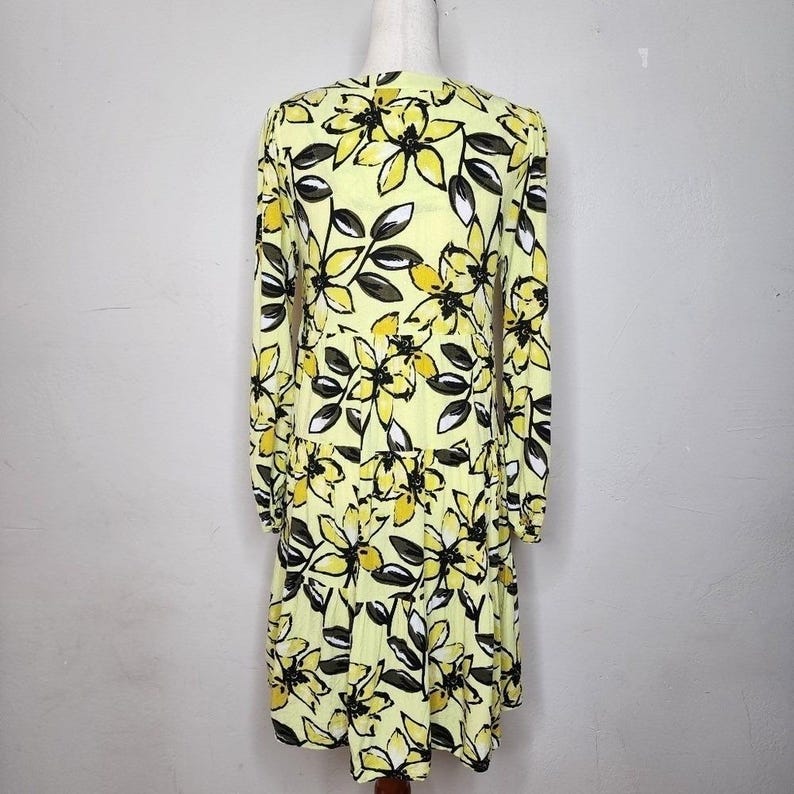 Maeve for Anthropologie Amber Yellow Floral Tiered Tunic Dress Sz Small zdjęcie 7