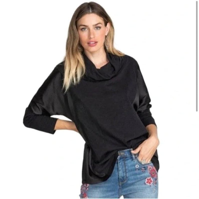 Pete & Greta by Johnny Was Cotton Long Sleeve Cowl Neck Tunic Top image 2