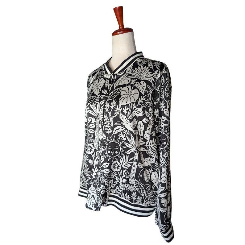 Johnny Was Workshop Luciana Black And white Celestial Bomber Jacket Size Medium 画像 3