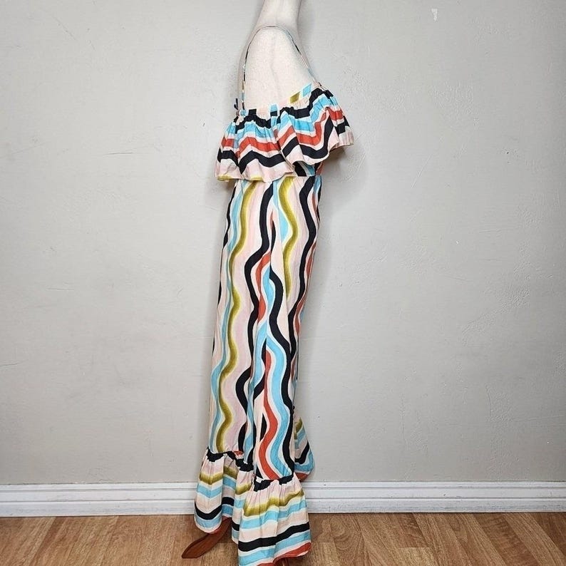 Farm Rio for Anthropologie Sleeveless Ruffle Maxi Dress Size XS afbeelding 11