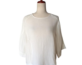Johnny Was Calme - Haut à épaules dénudées en matériaux mixtes Coton biologique Blanc M O10525-6