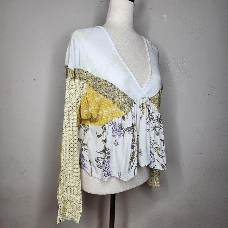 Blusa peplum patchwork Free People Aloha State Of Mind, talla pequeña imagen 4