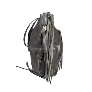 Joe's Jeans Black Leather Tote Bag Tassel Expandable Shoulder Bag Distressed Bild 4