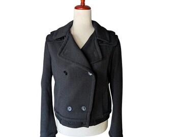 Caban court noir en laine vierge Vanessa Bruno AAWV011 Taille 38