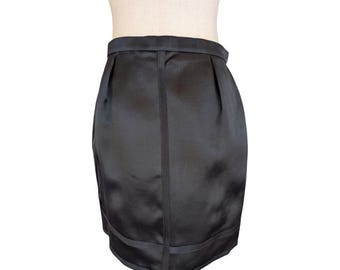 VTG? Thierry Mugler Structured Black Silk Mini Skirt Size 40/US8