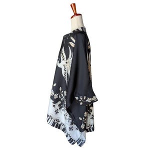 Johnny Was Katia Oversized Blouse Bird of Paradise Silk Blend Black White S/M image 4