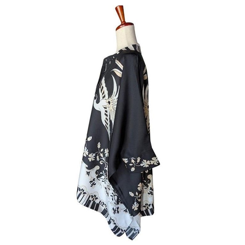 Johnny Was Katia Oversized Blouse Bird of Paradise Silk Blend Black White S/M image 4