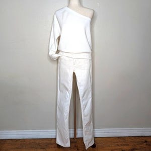 Rare Lanvin Acne Collab Ribbon Waist White Straight Leg Jeans Size 27 image 3