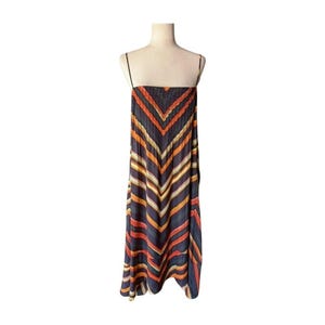 Vestido lencero midi con espalda cruzada y estampado de espiga a rayas Runi de Anthropologie, talla XL imagen 1