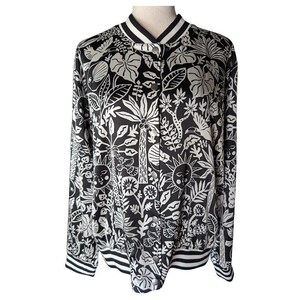 Johnny Was Workshop Luciana Black And white Celestial Bomber Jacket Size Medium 画像 2