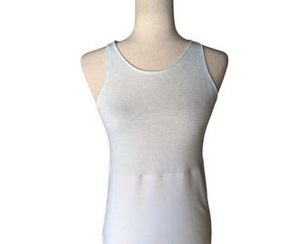 Brunello Cucinelli Débardeur en tricot color block blanc à rayures vert menthe pour femme Taille L
