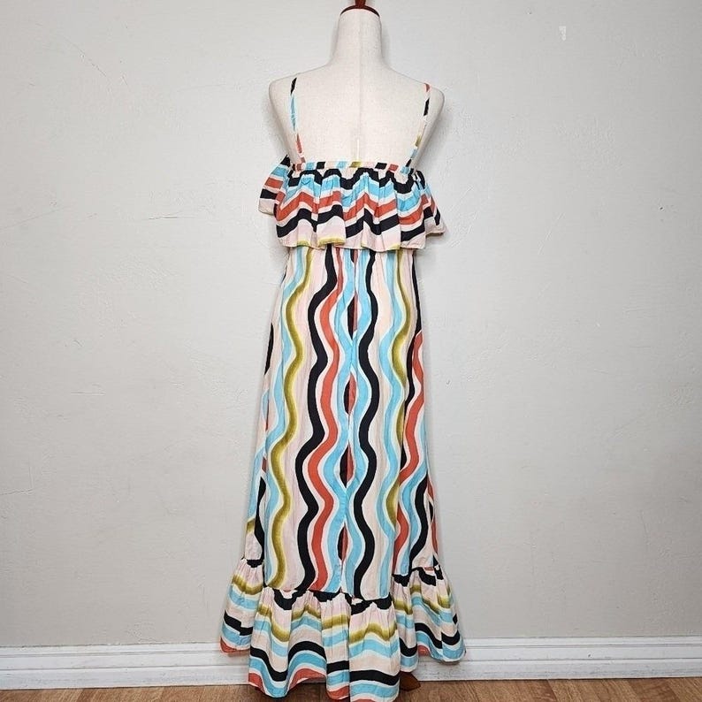 Farm Rio for Anthropologie Sleeveless Ruffle Maxi Dress Size XS afbeelding 9