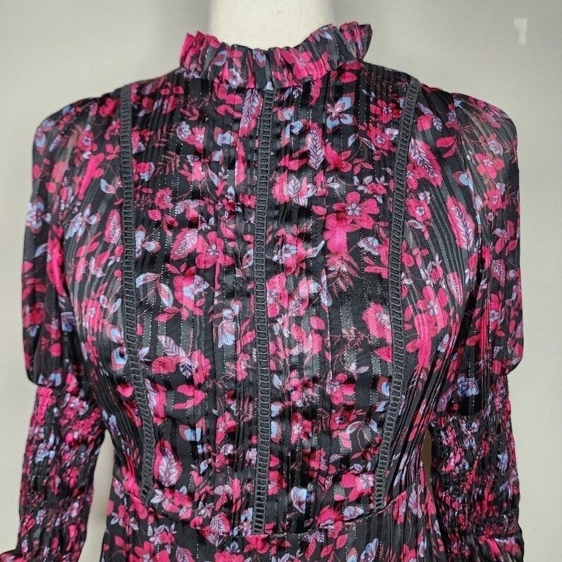 Urban Outfitters Maisy Mock Neck Floral Mini Dress Size Medium image 9