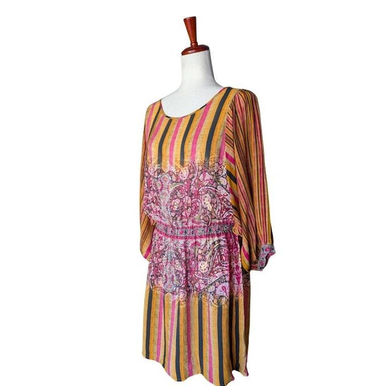Tanvi Kedia for Anthropologie Sunpass Striped Blouson Dress Size Medium image 3