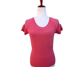 Kenzo Jeans - Top en maille à épaules dénudées rose corail M