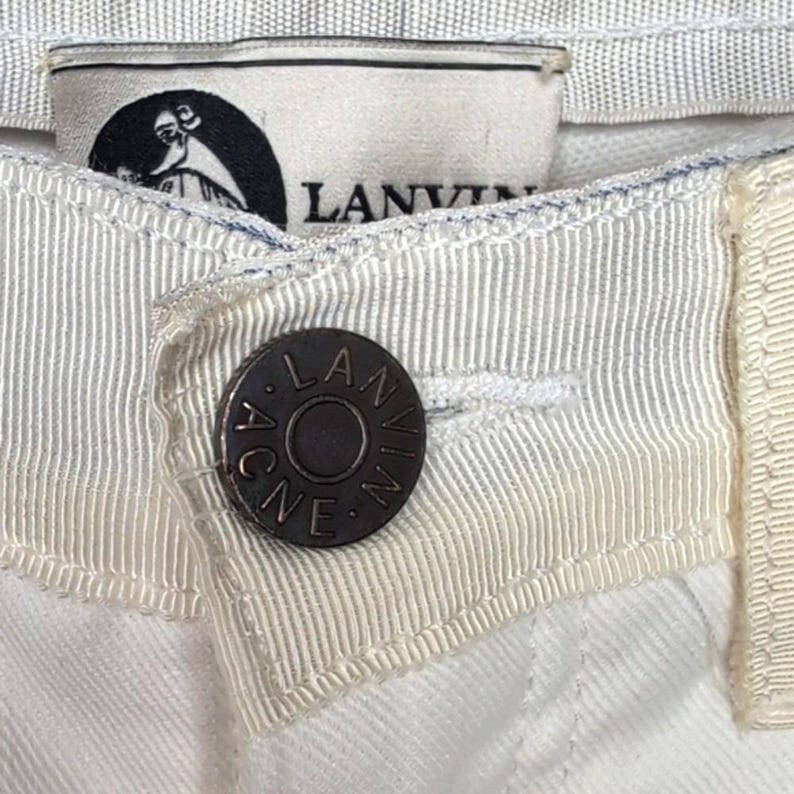 Rare Lanvin Acne Collab Ribbon Waist White Straight Leg Jeans Size 27 image 5