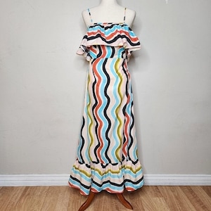 Farm Rio for Anthropologie Sleeveless Ruffle Maxi Dress Size XS afbeelding 1