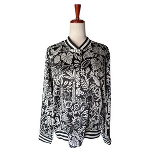 Johnny Was Workshop Luciana Black And white Celestial Bomber Jacket Size Medium 画像 1