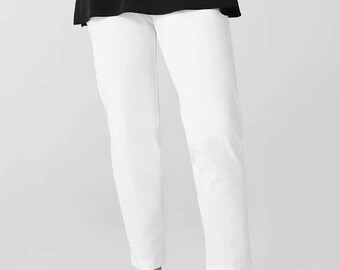 Eileen Fisher White Organic Cotton Slim Ankle Side Zip Pants 3X S9KO-P0341X