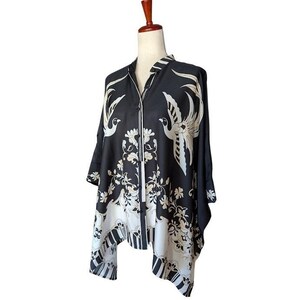 Johnny Was Katia Oversized Blouse Bird of Paradise Silk Blend Black White S/M image 2