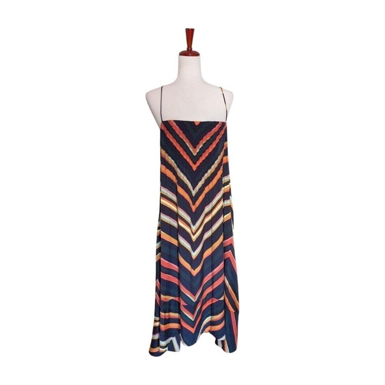 Vestido lencero midi con espalda cruzada y estampado de espiga a rayas Runi de Anthropologie, talla XL imagen 3