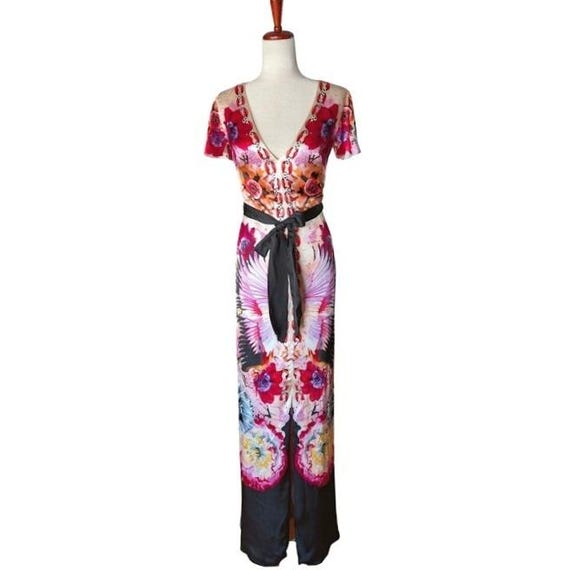 temperley london silk dress $3880 Temperley London Satin Panel Lilith Runway Gown in Lavender Blue
