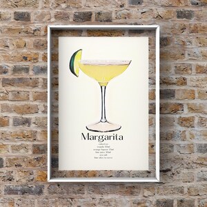 Margarita Poster Instant Download | Cocktail Print | Margarita Recipe Poster | Printable Wall Art