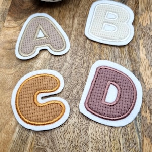 Patch/application/sew-on/iron-on image - letters, numbers - brown, light brown, natural