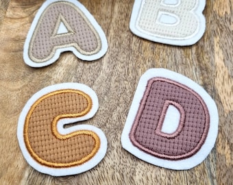 Patch/Applikation/Aufnäher/Bügelbild - Buchstaben, Zahlen - braun, hellbraun, natur