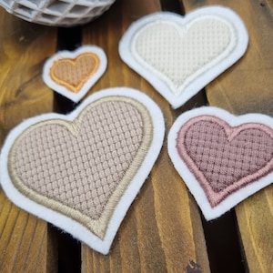 Patch/Applikation/Aufnäher/Bügelbild - Herz, Herzchen - beige, creme, karamell, mauve