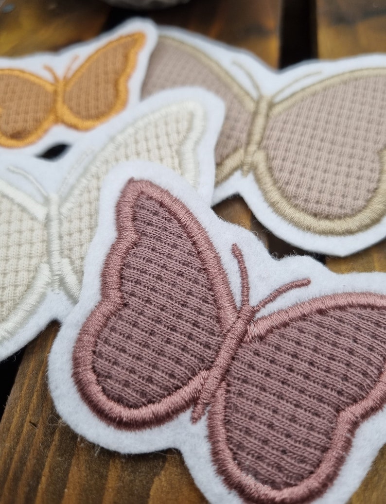 Patch/Applikation/Aufnäher/Bügelbild Schmetterling, Frühling beige, creme, karamell, mauve afbeelding 1