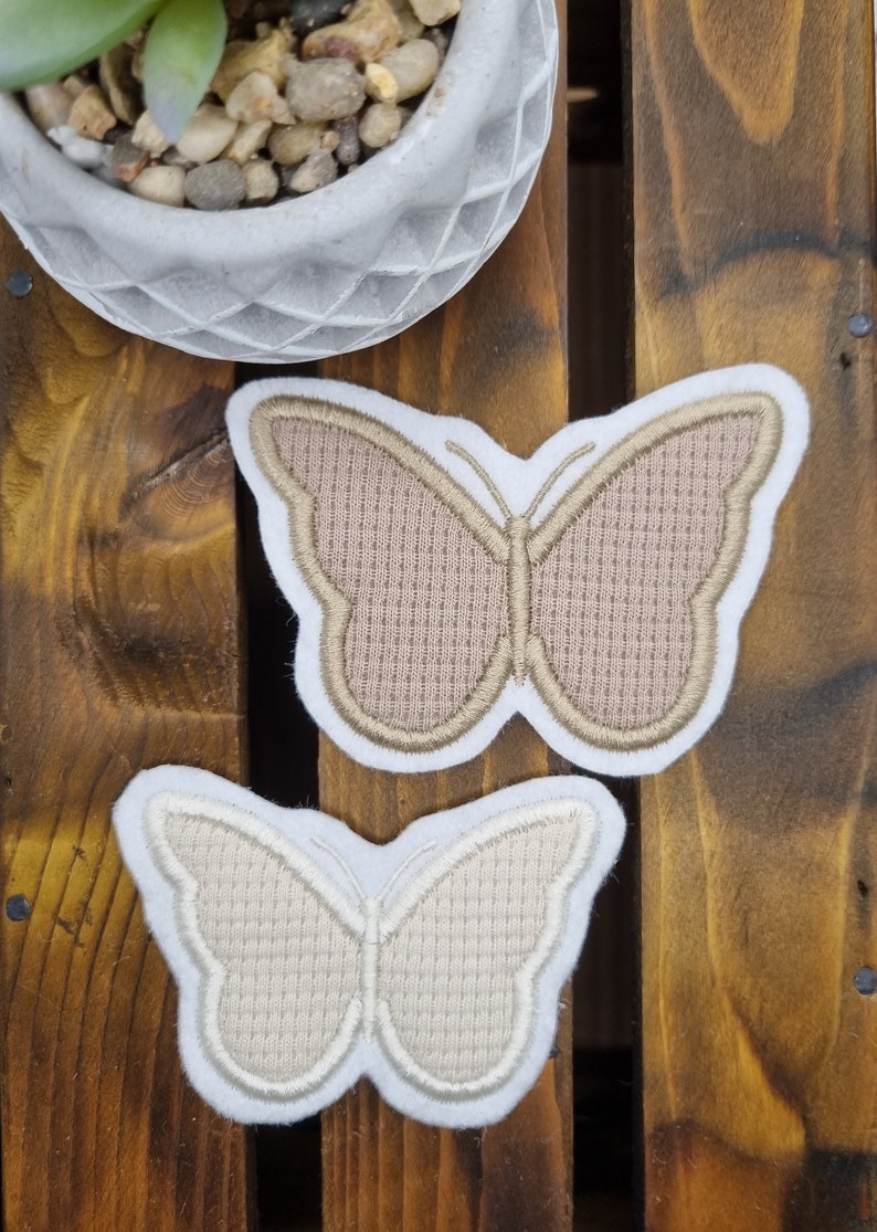 Patch/Applikation/Aufnäher/Bügelbild Schmetterling, Frühling beige, creme, karamell, mauve afbeelding 3