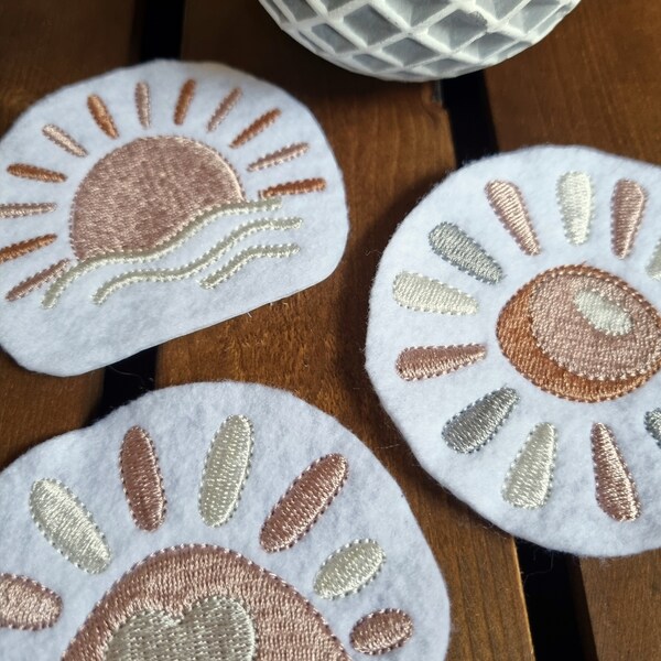 Applikation/Patch/Bügelbild - Sonne, Sun, Sonnenuntergang, Herz - boho, natur, beige, creme, schön