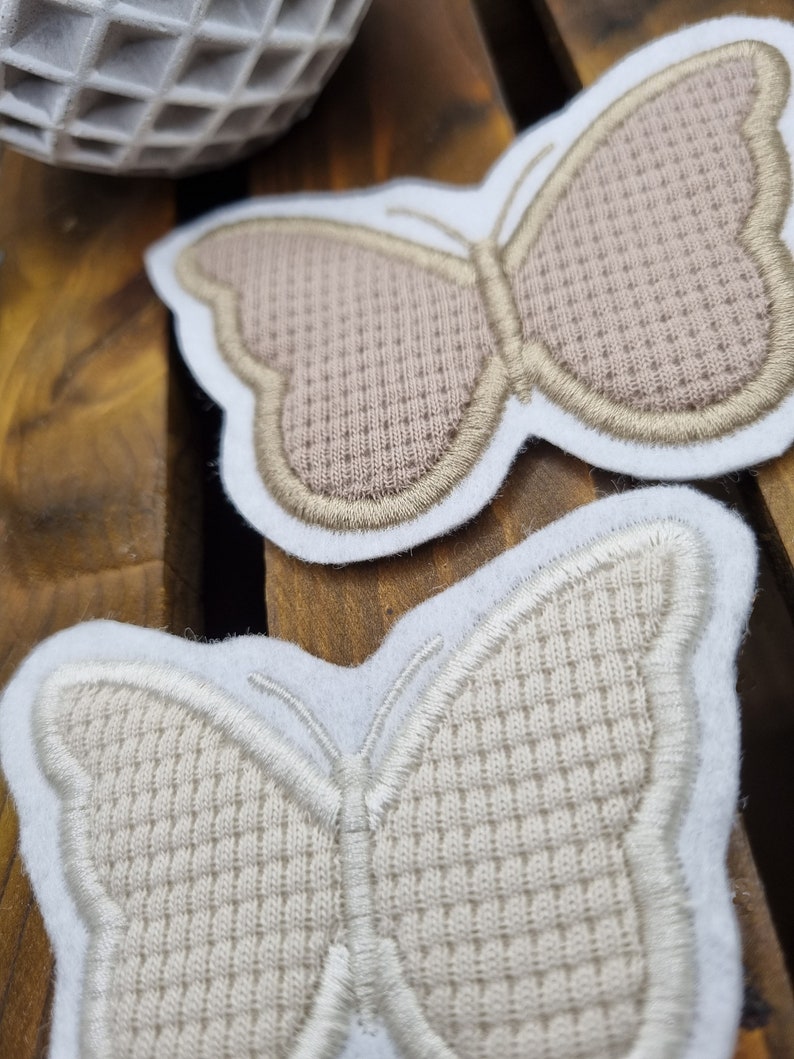 Patch/Applikation/Aufnäher/Bügelbild Schmetterling, Frühling beige, creme, karamell, mauve afbeelding 5