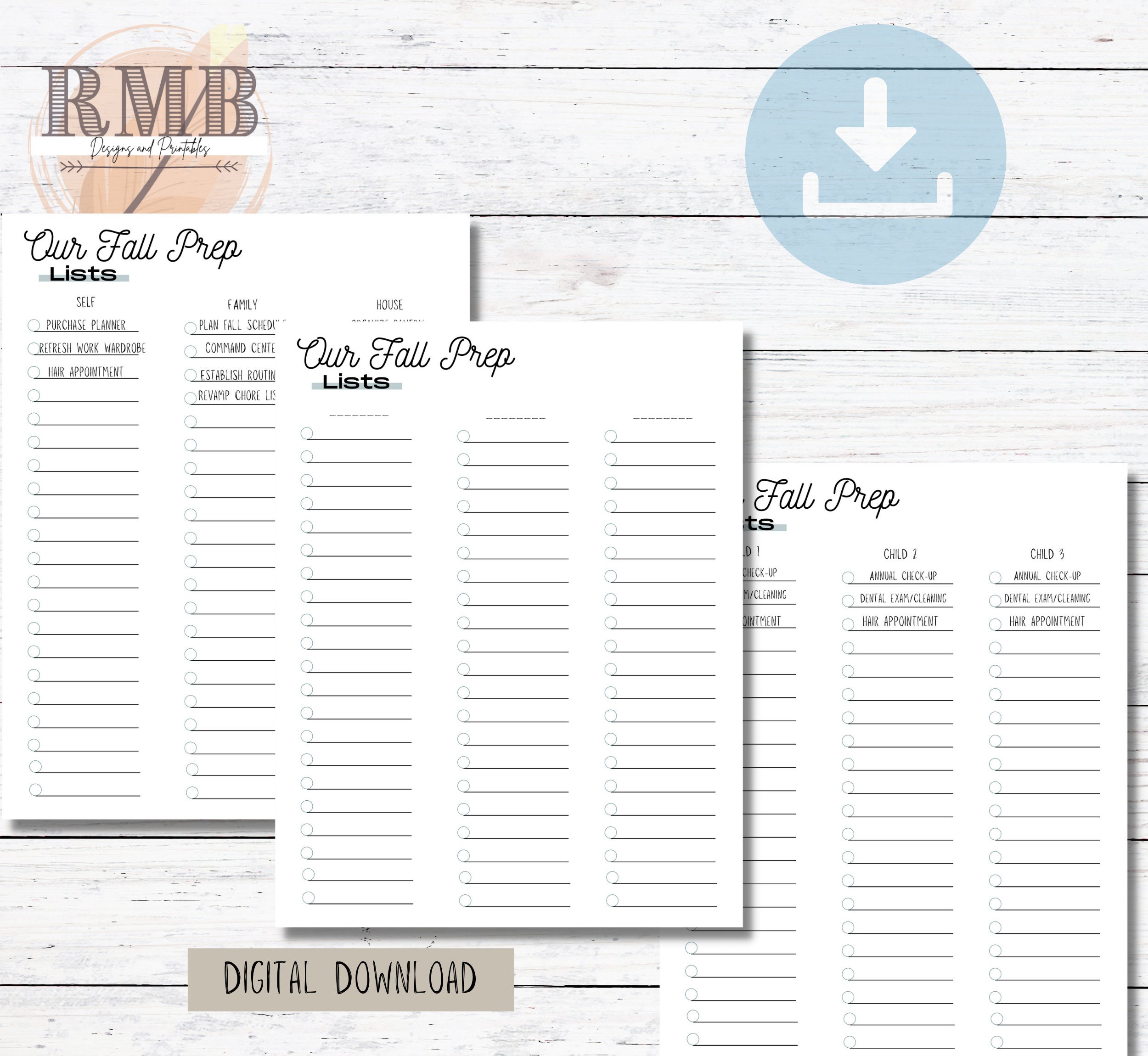 Family Fall Planning Printables: Supplies Lists, After-school Routines ...