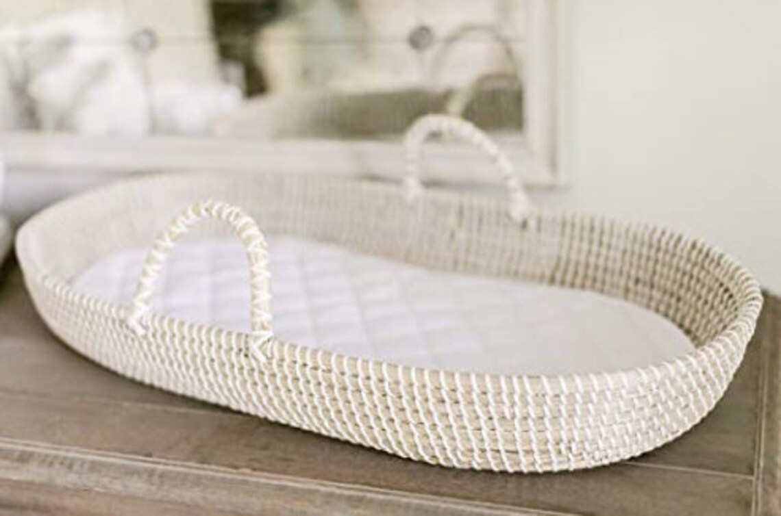 Baby Changing Basket Handmade Seagrass Basket with 2 Etsy