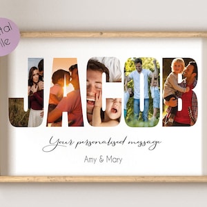 Collage de nombre personalizado para imprimir, collage de fotos personalizado, collage de imágenes con letras personalizado, regalo de collage de fotos con palabras, collage de cumpleaños,