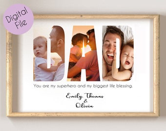 PRINTABLE Custom Dad Photo Collage, Customized Father's Day Gift, Gift For Dad, Personalized Gift for Dad, Father Day Photo Collage