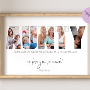 Regalo de foto IMPRIMIBLE, collage de tía personalizado, collage de fotos personalizado, collage de imágenes de tía personalizado, regalo de collage de fotos de palabras, collage personalizado